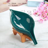 fw创意北欧陶瓷香皂盒沥水家用可爱肥皂盒酒店卫浴用品置物架皂碟托 树桩绿色1个