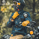 外星蜗牛摩托车骑行服男巡航凯旋哈雷复古机车服春秋牛仔服防摔衣服 蓝色（上衣） XXL
