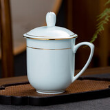 陶相惠景德镇茶杯陶瓷办公杯带盖影青瓷泡茶杯子骨瓷水杯会议室茶杯定制
