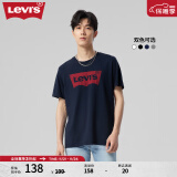 Levi's【全新升级】李维斯新版情侣同款短袖T恤logo印花 藏蓝色0002 S