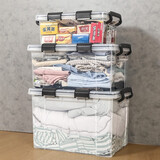 万源鸿收纳箱透明收纳盒大号加厚密封箱塑料箱衣物整理箱学生宿舍储物箱 【14L+20L+48L密封款】组合装透明整理箱