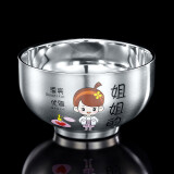 野翔304不锈钢亲子碗儿童卡通饭碗一家人套装碗儿童吃饭碗防烫防摔碗 （姐姐）304碗12cm