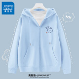 真维斯（JEANSWEST）卫衣女连帽开衫外套女装春秋冬季新款宽松休闲潮流韩版学生上衣服 薄款 天蓝 眨眼熊_K M