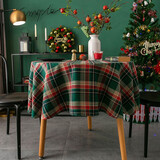 艾薇桌布圆形餐桌布圣诞美式格子圆桌台布茶几布丰收绿格120*120cm