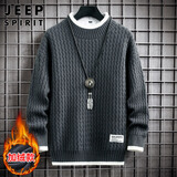 JEEP SPIRIT吉普毛衣男秋冬季休闲针织衫男士保暖毛线衣男装 灰色加绒 XL 