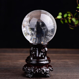 慈灵阁精品通透白水晶球摆件家居摆设工艺礼品饰品风水球白色