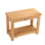 旖林（YILIN） 旖林实木防水防腐长条板凳双人休闲椅洗澡凳宽面双层木凳床尾凳 香柏木原木色换衣凳 800*380*450mm