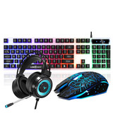 雷迪凯（LDK.al） 悬浮七彩背光键盘笔记本台式通用USB机械手感有线键鼠电竞游戏防水键盘鼠标套装 黑色中板彩虹光+裂纹鼠标+耳机