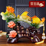 聚善缘 玉如意摆件工艺品 家居客厅电视柜酒柜装饰品开业乔迁新居礼品 ML事事如意墨玉色中号34*14*28cm