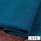 富羽莱（fuyulai）竹节棉麻布料纯色民族风朴素服装面料中国风绉褶皱面料亚麻布夏季 复古蓝(半米价)
