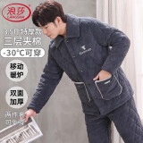 浪莎【24年秋季新品】睡衣男冬季特厚夹棉珊瑚绒加绒保暖加厚家居服男