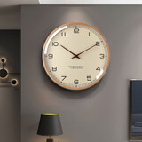 七秒印象 七装饰钟表北欧挂钟客厅现代简约时钟时尚轻奢挂表静音石英挂墙家用 木纹款大号