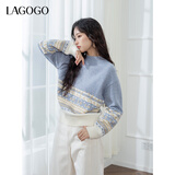 LAGOGO抗起球费尔岛针织衫毛衣女拉谷谷2024冬季套头软糯舒适上衣 混色 XL