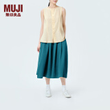 无印良品（MUJI）IDEE 女式 泡泡纱 抽褶裙 长半身裙女夏季款裙子 GAD54C4S 深蓝色 M (155/68A)