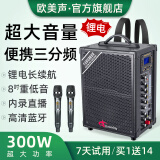 欧美声 广场舞音响小型户外k歌唱歌专用背带手提便携式蓝牙小音箱重低音炮室外大功率大音量超大充电音响 8吋Q8锂电池 300W 双肩背带 2*无线U段金属话筒+大礼包
