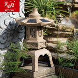 匠心坊 中式太阳能庭院灯家用户外别墅花园布置园林景观造景装饰品 六角翘边太阳能灯（泥色，高48厘米）