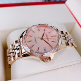卡罗莱女表全自动机械小绿表时尚女士手表防水皮带精钢陶瓷带腕表CA1206 玫金粉面钢带 CA1206