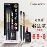 金万年秀丽笔软笔书法练字小楷钢笔式毛笔签名笔初学者小学生字帖 书法套装小楷/大楷/墨水1套/卡G-6907T