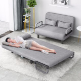 立太（LEADTEK） 沙发床现代两用折叠单人沙发双人多功能租房小户型简易布艺沙发 灰色190X100cm【两个抱枕】