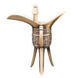 途贺（TOHAP） 国潮爵杯父辛爵宫廷风饕餮纹白酒杯中式帝王酒具套装青铜器摆件三脚鼎杯可饮用送礼盒装 青铜爵杯大号加高80毫升【银盒装】