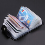 QIGER 时尚女士牛皮卡包男士多卡位名片夹 商务银行信用卡套真皮驾驶证 黑色