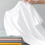 澳贝妮100%新疆纯棉短袖男女同款夏季全棉彩色t恤半袖打底长绒棉体恤衫 白色 XL