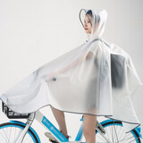自行车雨衣 电动车电瓶车单人男女学生成人单车骑车带反光条透明韩版骑行防水雨披 白色无图案背包款 XL