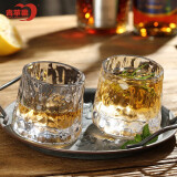 青苹果洋酒杯酒杯旋转威士忌玻璃杯冰川杯 2只装
