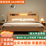 滋霖【24小时闪发】床实木床双人床极简易单人床出租房民宿床主卧大床 单床+5cm床垫 1.5*2米(前10名抢)