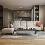 林氏家居科技布艺沙发客厅小户型欧式沙发轻奢风三人沙发现代简约家具S098 【甜玉米】2.78m带脚踏