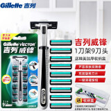 吉列（Gillette）威锋2手动剃须刀男士刮胡刀老式双层刀片原装 9刀头1刀架-收纳盒（店长推荐