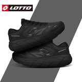 LOTTO乐途男厚底透气网面运动鞋2025秋冬季新款休闲轻便减震碳板跑步鞋 黑色（碳板科技） 42