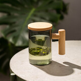 木笙玩物（MUSHENGWANWU）玻璃茶杯茶水分离杯子高档办公室过滤喝茶水杯带把泡茶杯男士 青钝木笙7B-有内胆无杯垫 300ml