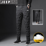 JEEP SPIRIT吉普羽绒裤男加绒加厚冬季棉裤户外冬天休闲裤男裤子长裤新款外穿 黑色直筒 3XL (160-180斤)