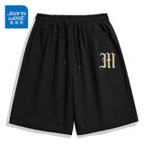 真维斯（Jeanswest）冰丝短裤男女同款2024夏季宽松透气薄款五分裤吸汗凉感潮流沙滩裤 黑色 复古m_K L