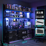 立太电竞房洞洞板置物架落地立式免打孔电脑桌金属收纳架子多层展示架 黑色181x35x190-赠6层板+8洞洞板