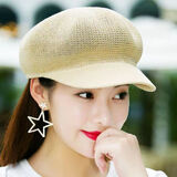 华琉衣新款夏天帽子女韩版百搭贝雷帽子出游遮阳防晒鸭舌帽子八角帽草帽 八角帽【米色】 可调节