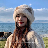 妆羽婉帽子女冬季百搭可爱护耳毛线帽2024新款秋冬加绒保暖猫耳朵针织帽 米色