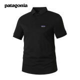 Patagonia巴塔哥尼亚PT巴塔夏季男士纯色短袖T恤户外休闲POLO翻领上衣宽松新款polo 黑色 2XL 150-165斤