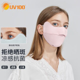 UV100冰丝防晒口罩男女春夏季防紫外线遮阳透气护眼角面罩21564泡泡粉