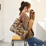 小熊依恋布艺托特包女大容量单肩包通勤手提包大包包圣诞新年礼物