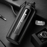 恩尔美（nRMEi）超大容量玻璃杯水杯男大号防摔夏天便携茶水分离泡茶杯子 绅士黑【直饮口】2000ml