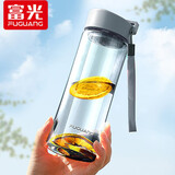 富光塑料杯男女水杯便携运动防漏带提绳大容量户外旅行防漏学生随手杯 灰色（食品级PC） 500ml