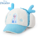 迪士尼艾莎公主儿童帽子秋冬季女童帽子宝宝护耳帽加绒棒球帽女孩保暖帽