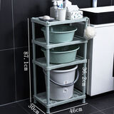 八千城特大号卫生间置物架脸盆架浴室收纳层架宿舍洗手间厕所落地免打孔 【加厚加高】长方形-4层绿色
