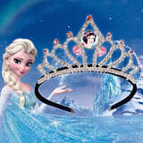 清寻艾莎公主儿童皇冠头饰可爱女童王冠水晶大发箍小女孩生日礼物发饰 粉色