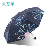 天堂伞遮阳伞太阳伞黑胶防晒伞防紫外线晴雨伞两用女士超轻便携UPF50+ 一帘花梦-3折-藏青色