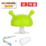 妈贝乐（mombella） mombella妈贝乐小蘑菇牙胶安抚牙胶硅胶安全婴儿磨牙牙胶咬咬胶 绿色 桃子+防掉链+收纳盒