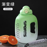 波比熊（BOBBI BEAR）运动水杯男大容量可装开水塑料杯耐高温吨桶大水杯女高颜值吸管杯 幻彩吨吨绿2500毫升+杯刷+吸管刷