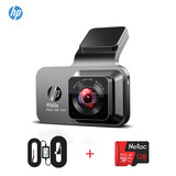 惠普行车记录仪 F960X 1296p高清 迷你隐藏 夜视无线 免安装 电子狗一体机+降压线+128G
